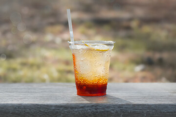 Cockail on the outdoor table, drink