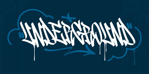 Abstract Hip Hop Hand Written Urban Street Art Graffiti Style Word Underground Vector Illustration Template - obrazy, fototapety, plakaty