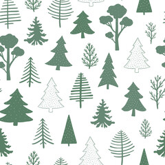 christmas nursery seamless pattern with hand drawn abstract trees. Good for posters, textile prints, wallpaper, scrapbooking, stationary, wrapping paper, kids apparel decor, etc. EPS 10