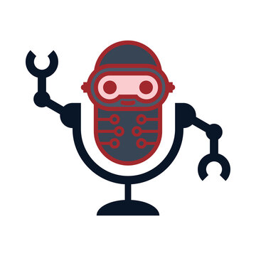 Mic or Podcast Robot Logo Design Template
