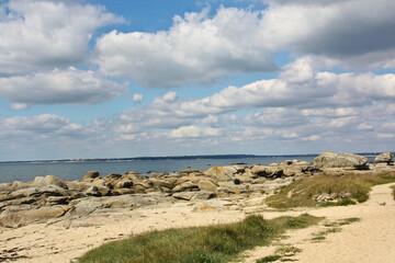View of the sea on the coast of Brittany near Pont-l'Abbé