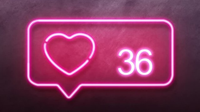 Neon heart Icon in convesation Neon animation. Light Glowing blue Bright Symbol with black Background.