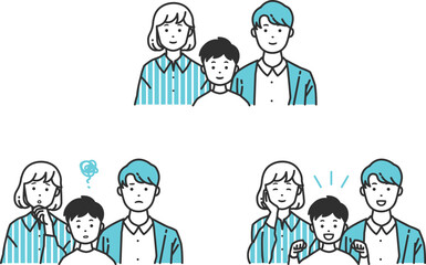 色々な表情の家族セット