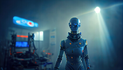 Fototapeta premium Futuristic humanoid robot cyborg