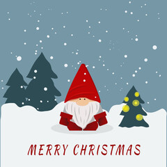 New Year's little gnome in the forest

