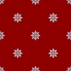 Seamless pattern of white snowflakes on vibrant red background. Winter, Christmas and New Year concept
