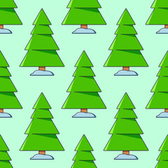 Vibrant vector seamless pattern of cartoon tree. Suitable for websites, backgrounds, wallpapers etc