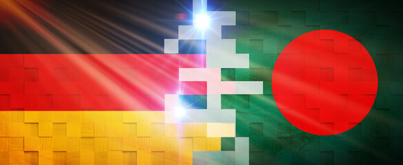 Creative Flags Design of (Germany and Bangladesh) flags banner, 3D illustration.