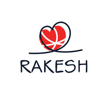 Rakesh Calligraphy male name, Vector illustration.