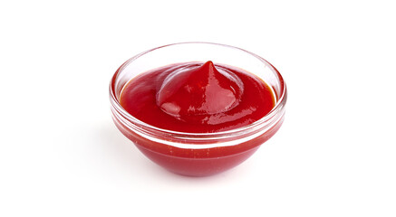Bowl of Tomato Sauce or Ketchup, isolated on white background.