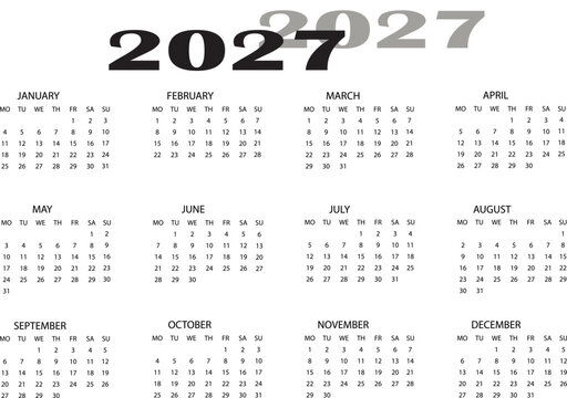 calendar for 2027