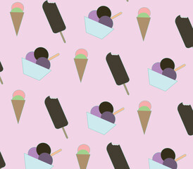 pattern of different types of ice cream