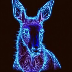 Kangaroo Animal Patronus Glowing Spirit Animal Apparition Patronus in Glowing UV on a Black Background | Created Using Midjourney and Photoshop