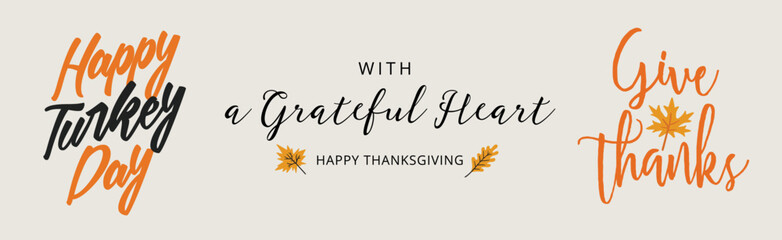 Happy Thanksgiving day. Set of Thanksgiving banners. Thanksgiving vector illustration
