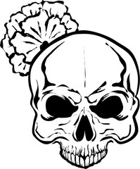 skull and flowers
