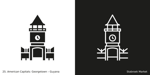 Naklejka premium Stabroek Market Icon. Landmark building of Georgetown, the capital city of Guyana