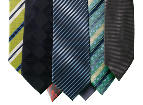 Colorful neck ties on white background