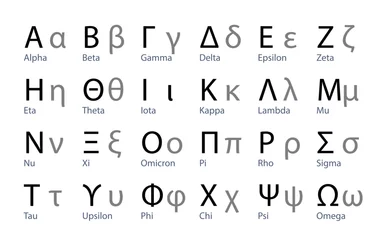 Foto op Aluminium greek alphabet letters, ancient antique signs font. vector illustration © karnografff