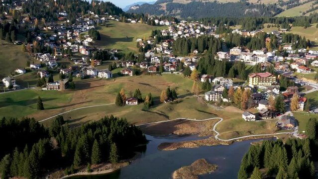 Ascending shot of the stunning Valbella village in the valley
