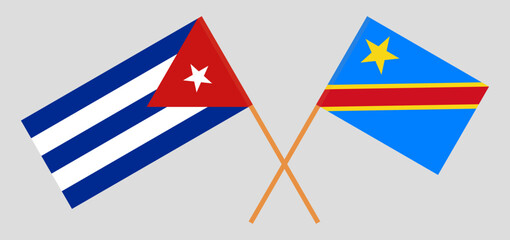 Crossed flags of Cuba and Democratic Republic of the Congo. Official colors. Correct proportion