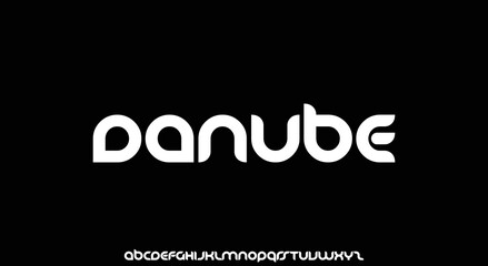DANUBE Abstract Modern Alphabet Font. Typography urban style fonts for technology, digital, movie logo design. vector illustration