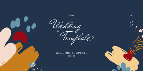 Minimalist design for wedding invitation card templates. Simple brush stroke backgrounds in vintage themes for greeting cards. Premium and elegance design graphic