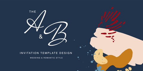 Minimalist design for wedding invitation card templates. Simple brush stroke backgrounds in vintage themes for greeting cards. Premium and elegance design graphic