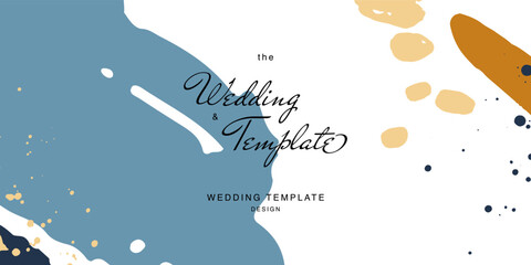 Minimalist design for wedding invitation card templates. Simple brush stroke backgrounds in vintage themes for greeting cards. Premium and elegance design graphic