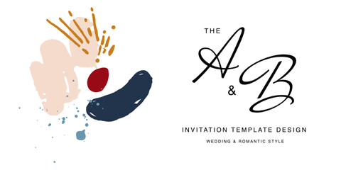 Minimalist design for wedding invitation card templates. Simple brush stroke backgrounds in vintage themes for greeting cards. Premium and elegance design graphic