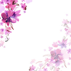 Fototapeta na wymiar Pink watercolor floral composition