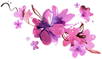 Fototapeta na wymiar Pink watercolor floral composition