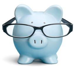 Piggy Bank with Eyeglasses