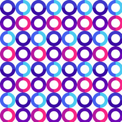 Geometric seamless patterns. Abstract vector design of different color circle for background of design cards, invitations card, wallpaper, wrapping paper. Purple - Blue - Magenta circle.