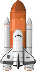 Spaceship Rocket Nasa Space Shuttle Icon Graphic Resource Vector illustration Isolated on White Transparent Background, Good For Science or Astronomy Education Content