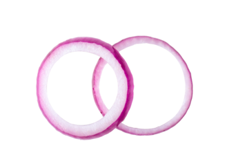 Sliced red onion rings isolated on transparent png