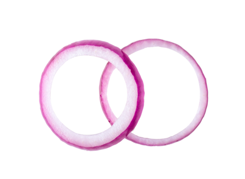 Sliced red onion rings isolated on transparent png