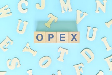 Opex or operational expenses or expenditure business and finance concept. Word typography flat lay.