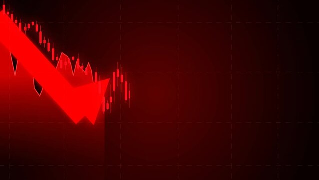 Stock market trading graph in red chart recession ross 