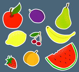 Fruits, color vector illustrations set
