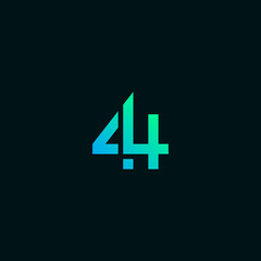 44 number, company logo design. - obrazy, fototapety, plakaty