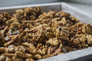 walnut kernels in a box