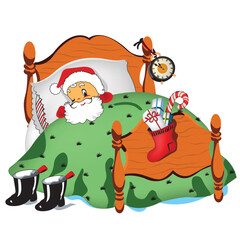 Santa Sleeping in Bed