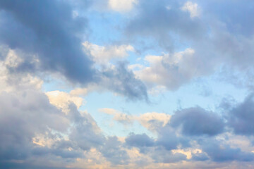 Beautiful cumulus clouds in sunny day. Atmosphere background or wallpaper