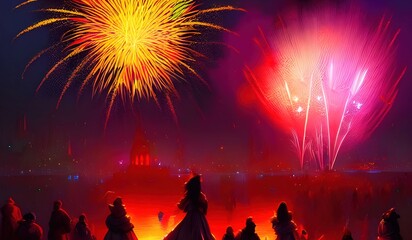 Fototapeta na wymiar New year Firework