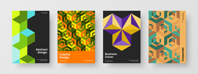 Abstract leaflet vector design concept set. Simple geometric shapes corporate brochure illustration composition.