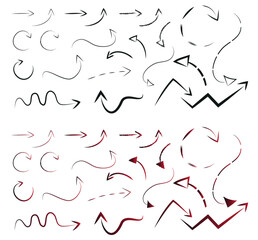 Different arrows design. Direction sings. Hand drawn arrow designs.