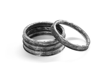 Naklejka premium adapter spacer centering ring for mounting automobile wheels. closeup of the isolate on a white background