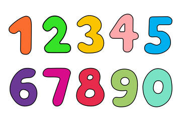 Kids number set isolated on white background. Vector illustration