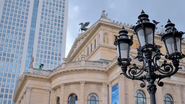 Street light at Frankfurt Opera House building, Germany