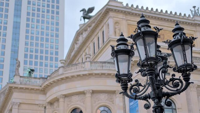 Street light at Frankfurt Opera House building, Germany
